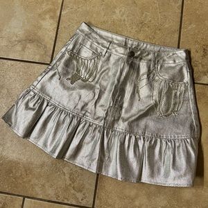 NWT Peach love, silver rhinestone fringe detail mini skirt size-M